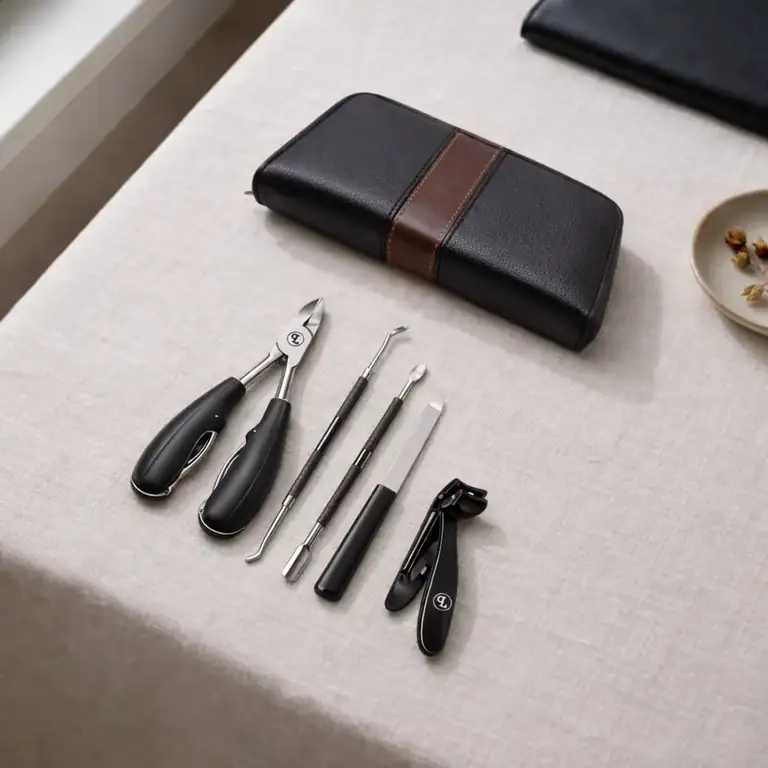PIUS LANG Premium Nail Kit — five-piece professional manicure set in brushed stainless steel